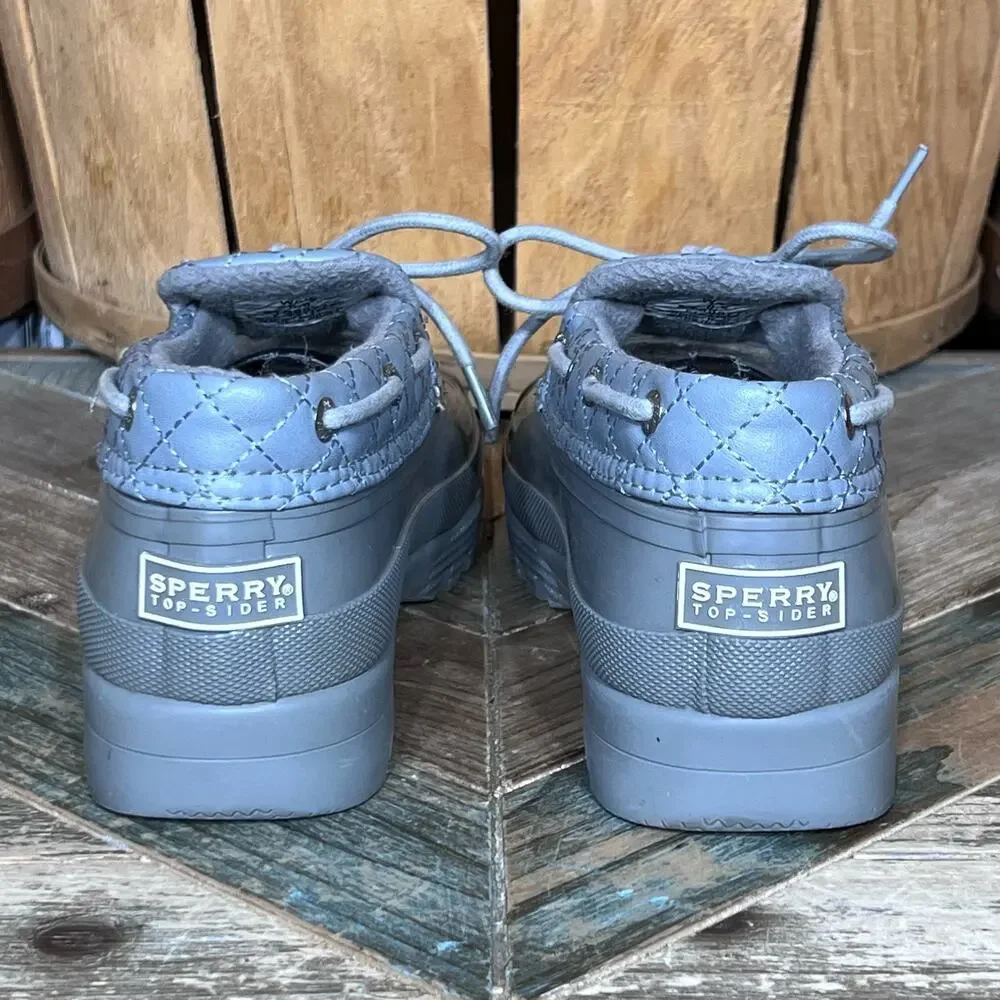 Sperry Heron Seal Low Gray Quilted Leather Waterproof Duck Shoes Women Size 6.5